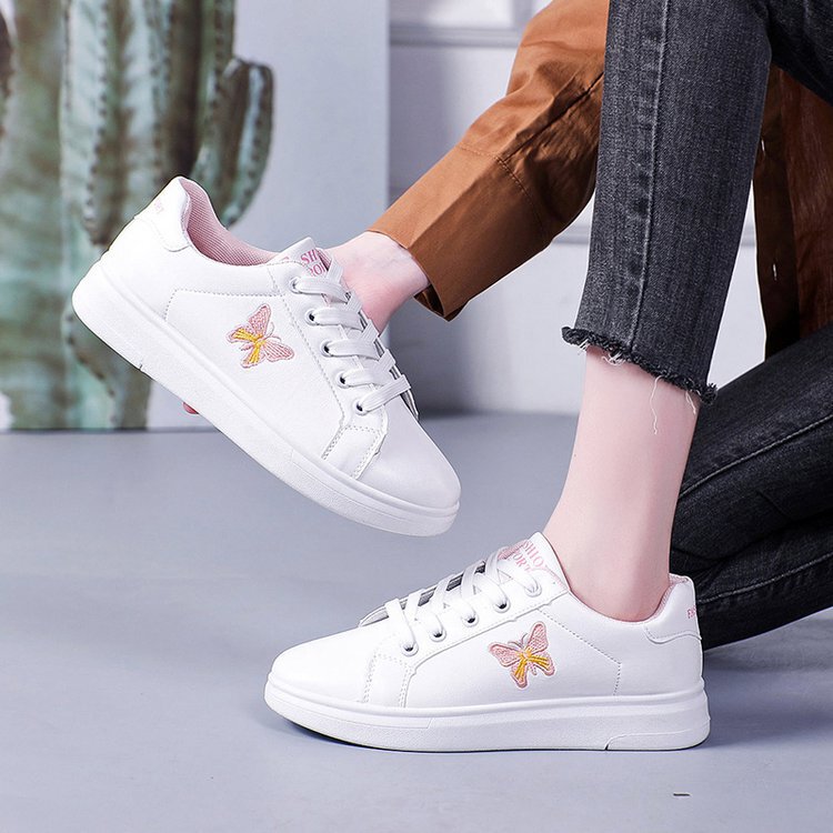 Cross-Border Hot-Selling New Lace-Up White Sneakers with Soft Soles, Versatile Student Shoes, Slip-On Lightweight Casual Shoes, Sports Shoes for Women Cross-Border Hot-Selling New Lace-Up White Sneakers with Soft Soles, Versatile Student Shoes, Slip-On Lightweight Casual Shoes, Sports Shoes for Women
