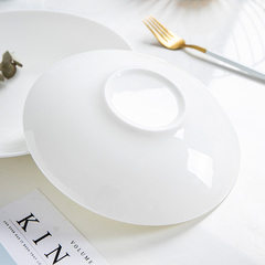 景德鎮骨瓷純白陶瓷菜碟圓形碟子深盤子菜盤創意家用餐具簡約王金