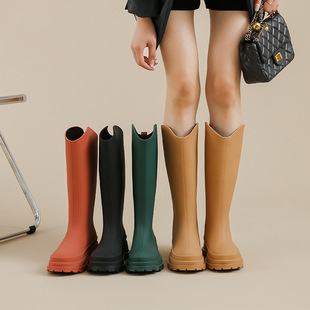 High-top non-slip rain boots adult women's rain boots outer wear rubber shoes wear-resistant long water shoes fishing water boots camping shoes