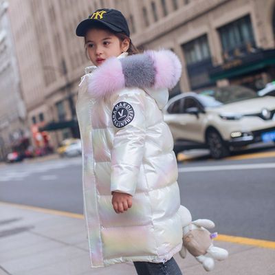 children Down Cotton baby girl Mid length version girl CUHK Western style Bright surface coat cotton-padded clothes On behalf of