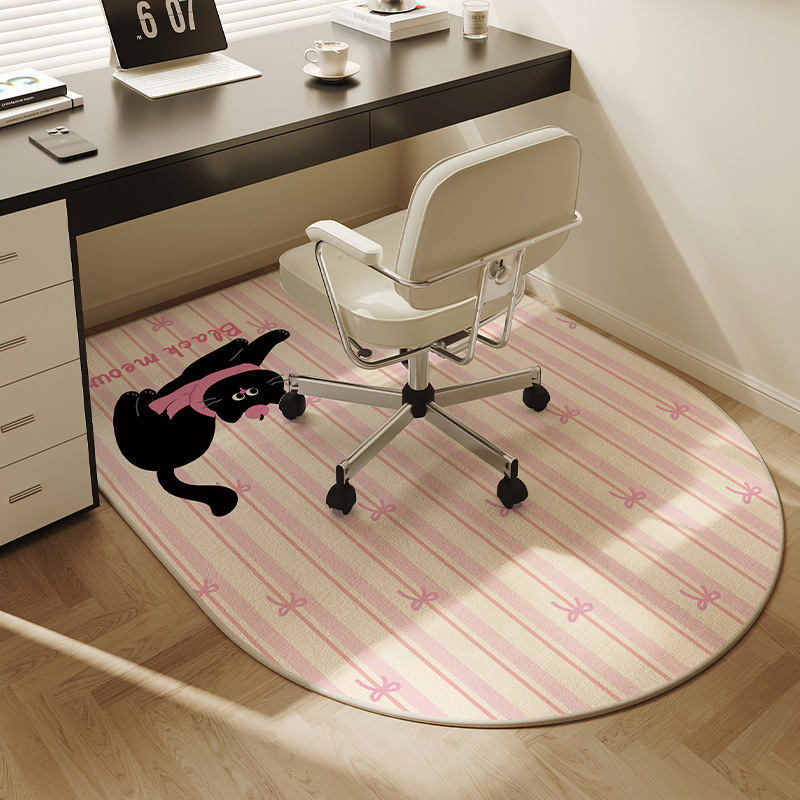 Meow Meow Girl 벨기에 벨벳 바닥 매트 - 크고 둥근 모서리