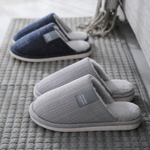 Men's Cotton Slippers Winter Indoor Home Use Soft Sole Thick Plush Slippers Warm Wholesale Bulk