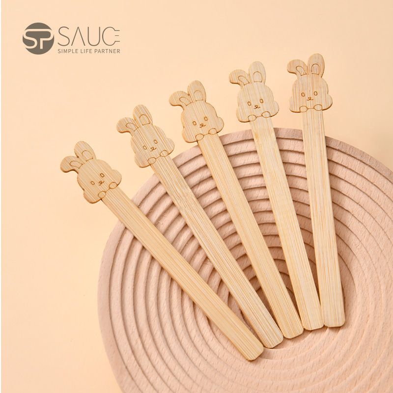 Disposable bamboo cartoon ice cream stick handmade diy children making tools factory direct wholesale coffee stick