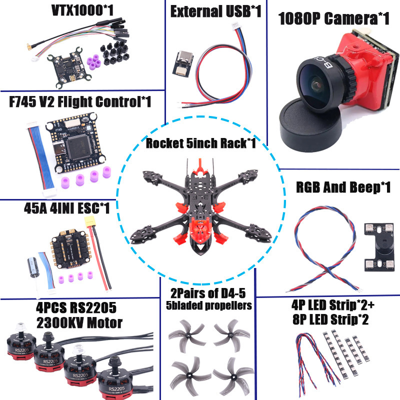 Bobcubic Rocket 5inch Fpv Drone Carbon Fiber Racing Quadcopter F745 B Bobcubic Rocket 5inch Fpv Drone Carbon Fiber Racing Quadcopter F745 B