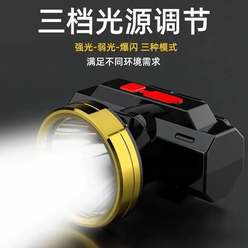 LED Night Fishing Strong Light Headlamp with USB Charging Lithium Battery Small Headlamp for Outdoor Patrol Camping Head-Up Torch
