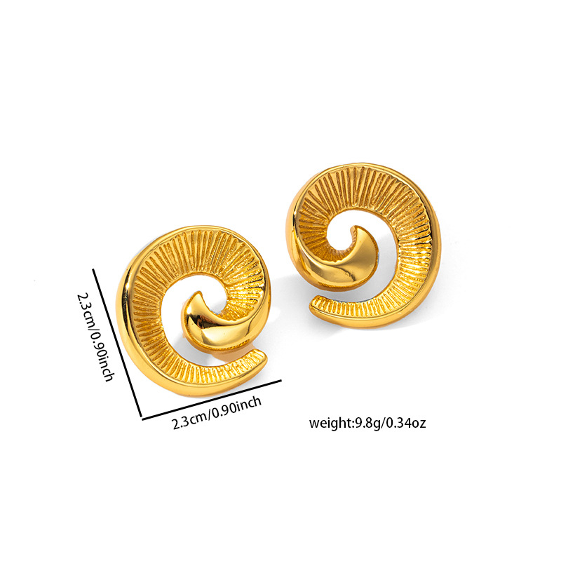 12g Weight 0.03µm Gold Plating Thickness Electroplated Gold Plating Process 201 Stainless Steel Ear Needle Material Golden Plated Plating Material Stone-Free Inlay Material Ear Studs Classification 1 Pair Quantity Daily Occasion 201 Stainless Steel Material Heart Shape, Flower, Spiral Pattern Women's Gender Elegant Style Plating Craft Heart Shape Flower Spiral Titanium Steel Elegant Waterproof Non Tarnish Surgical Steel Ear Studs 27