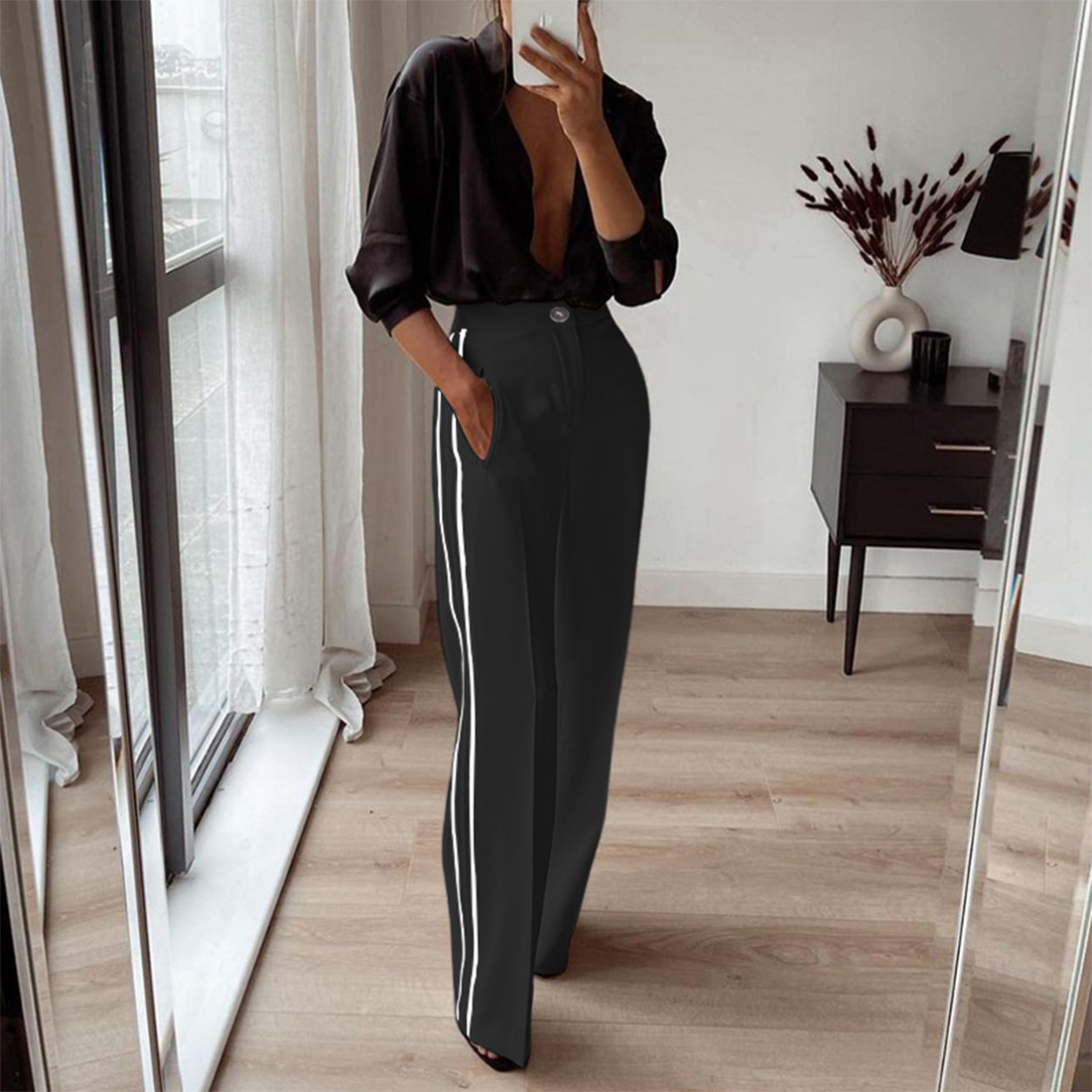 Women's Straight Leg Pants - Classic Comfortable Casual Trousers_voghion.com