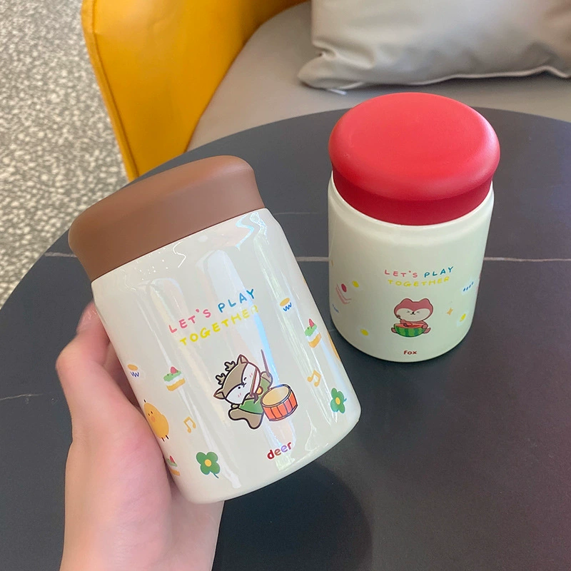 Handheld Measuring Cup, Cute Cartoon Kids Stainless Steel & Glass, 320 ml