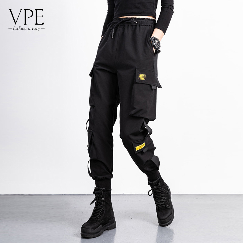 Autumn and winter fashion brand overalls Women's American-style small ankle-tied chubby girl casual black slimming fried street women's pants