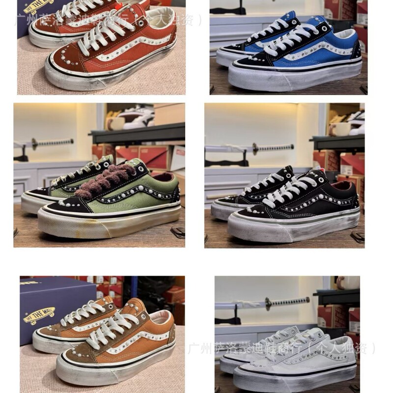 Original Vans Knuskool Bread Shoes in Dragon Fruit Color, American Retro Trendy Casual Non-Slip Thick-Soled Bread Shoes