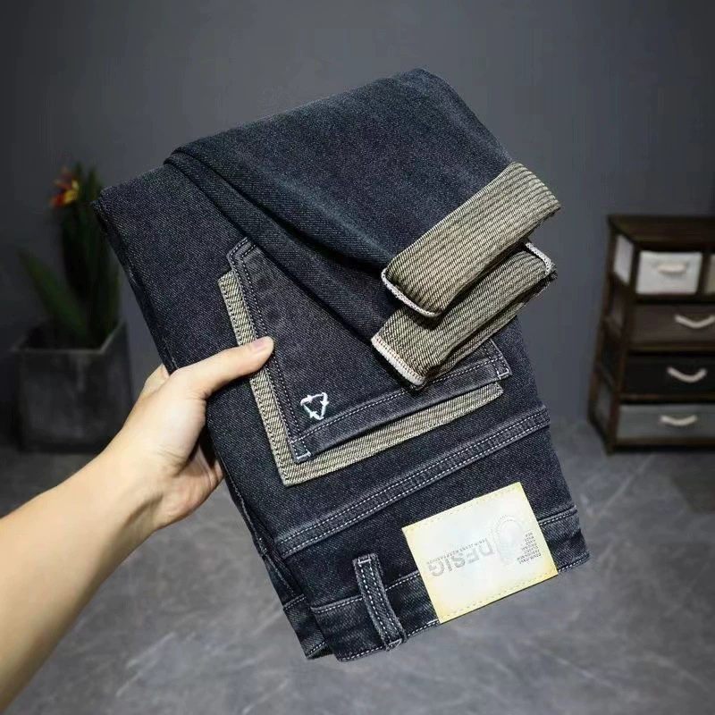 Loose straight jeans, demi‑season wear‑resistant trousers, non‑fleece and fleece options, sizes 28–38
