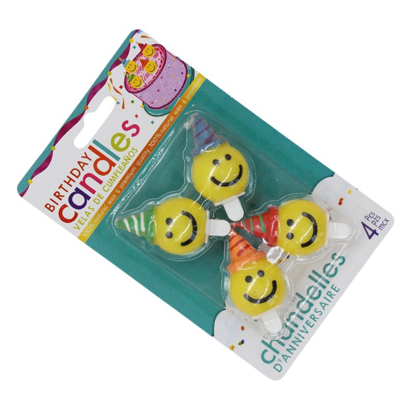 Vela de cumpleaños de dibujos animados al por mayor popular fiesta de flores oso dinosaurio donut cara sonriente vela de pastel para niños