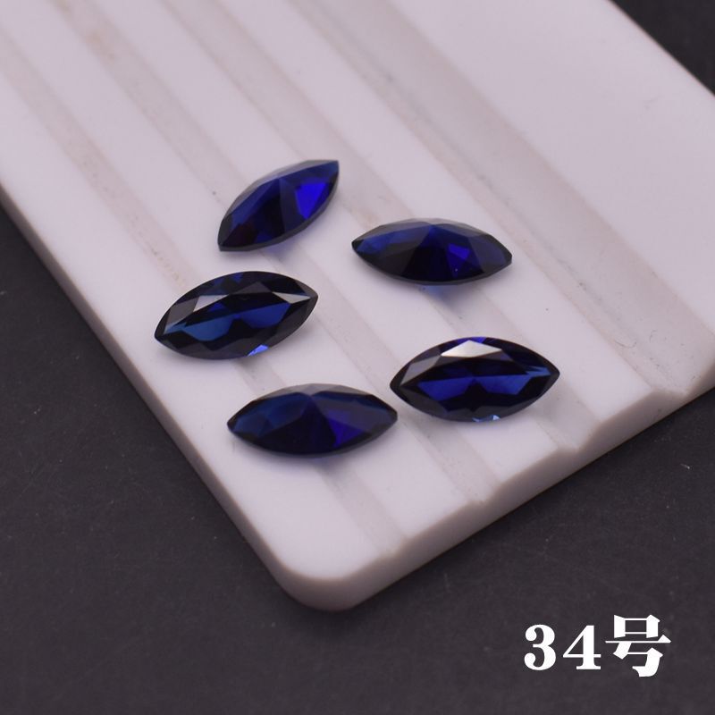 Dark Sapphire Horseeye-shaped Naked Stone Horseeye-shaped Pointed Bottom Diamond Rings Naked Stone Blue Corundum 34 Jewelry Accessories Treasure
