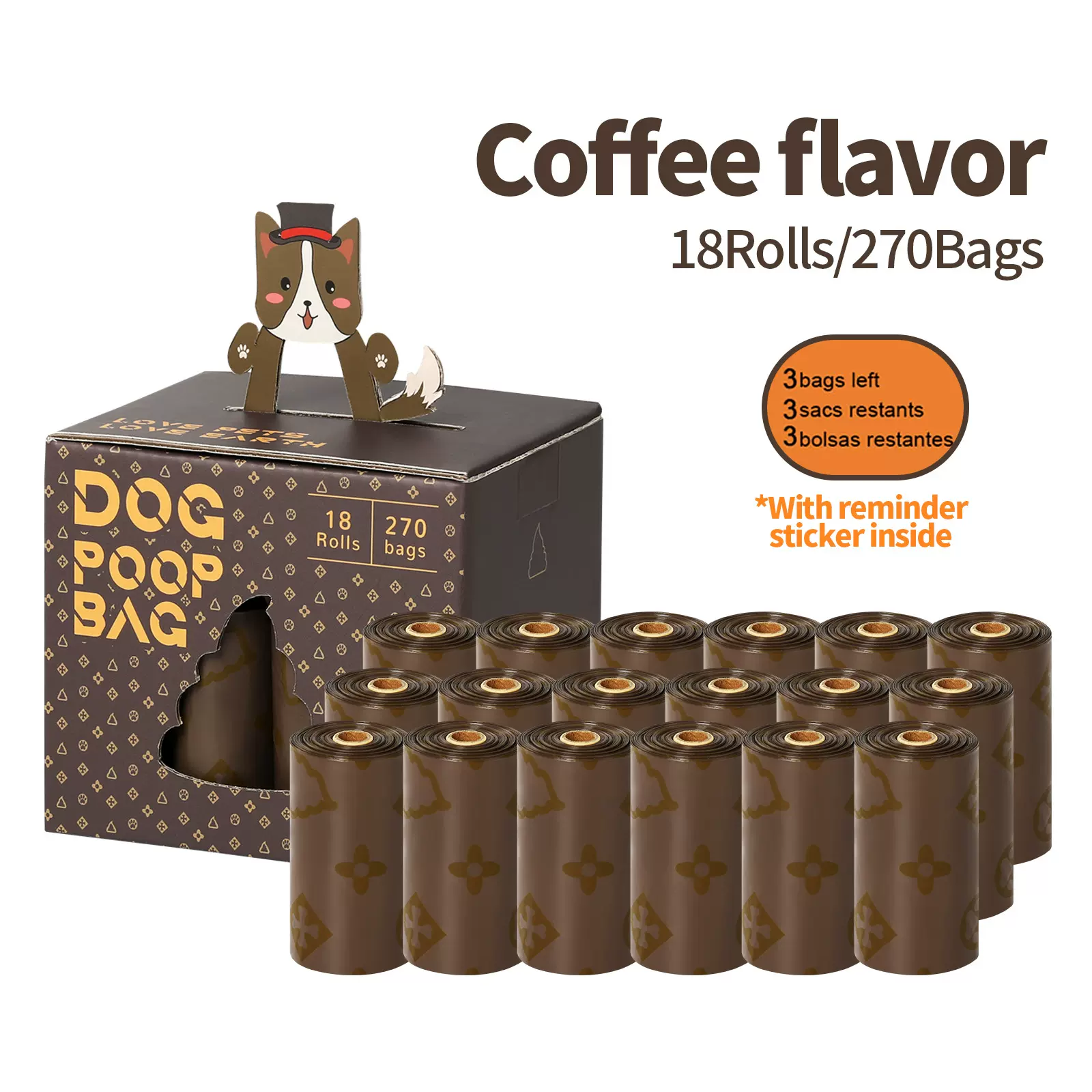 咖啡味猫砂袋一次性狗狗垃圾袋拾便袋捡屎袋提醒贴纸宠物垃圾袋