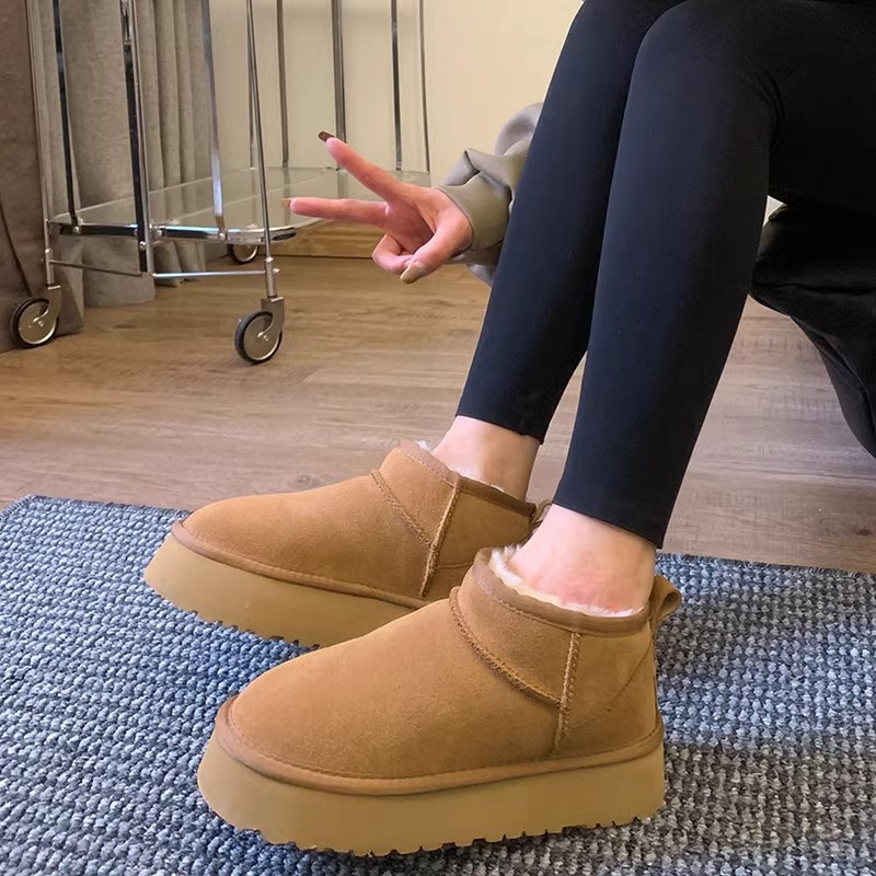 New Winter 2023 Fur Integrated Sponge Cake Thick Sole Short Boots_voghion.com