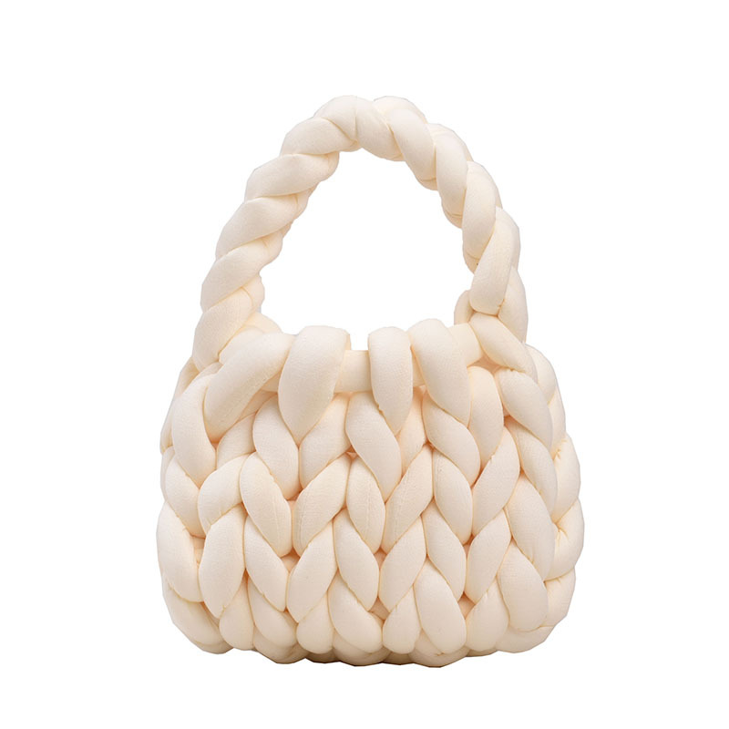 Súper gruesa de lana de Islandia bolso de las mujeres tejidas a mano bolsa de cubo coreano hecho en casa estilo coreano mano llevar bolsa de mensajero para la novia