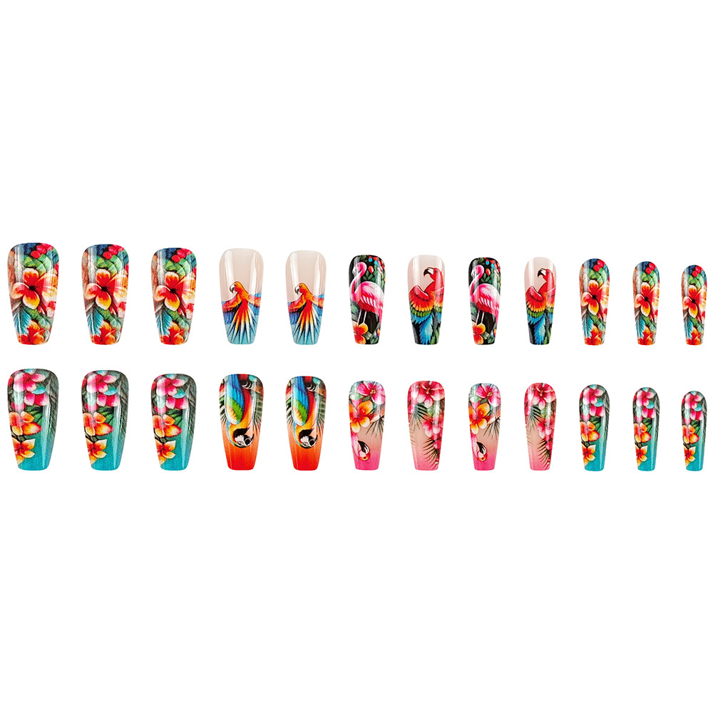 Verano tropical sensación de la atmósfera de usar uñas transfronterizas 24 piezas de manicura directa para el viento de las chicas calientes desmontables uñas falsas