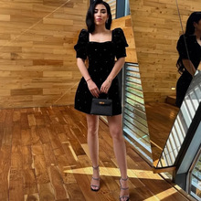 2025欧美跨境女装时尚小香风泡泡袖连衣裙时尚气质名媛风短裙女