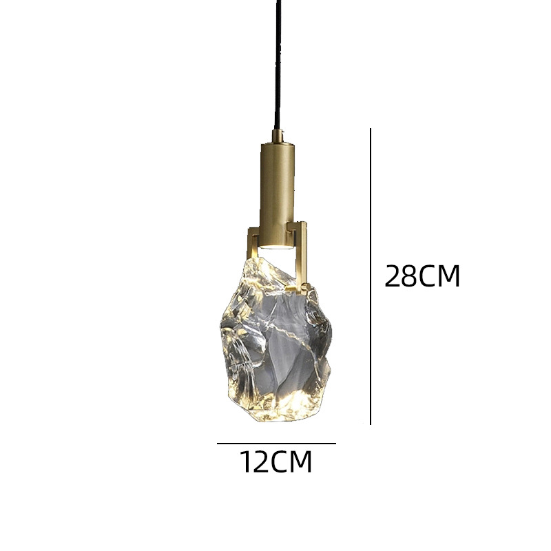Lámpara de la sala de estar moderna larga línea pequeña cabeza de cama de cristal de cobre simple lámpara de luz lujosa fondo moderno dormitorio