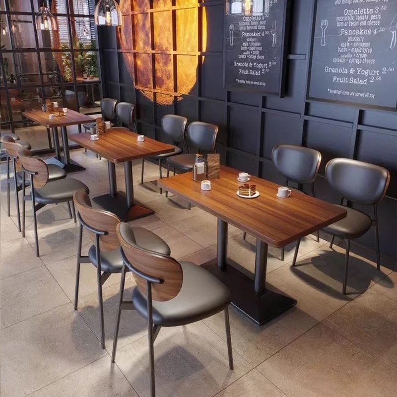复古清吧酒吧实木桌椅组合餐吧酒馆咖啡店网红西餐厅餐饮卡座沙发|undefined