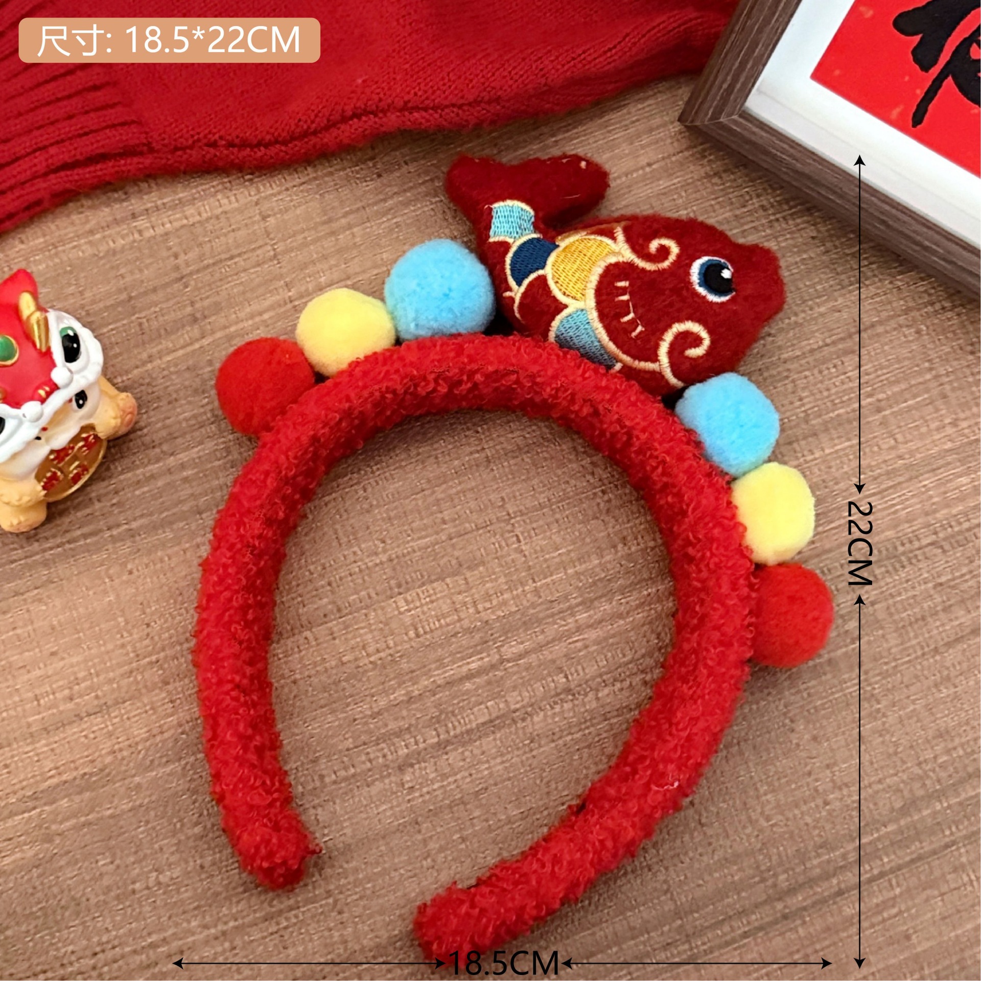 Accesorios para el cabello con diseño de león para el Año Nuevo, diademas rojas de felpa, pinzas para el cabello, horquillas con diseño de muñeca de dibujos animados para niñas, pinzas de pico de pato.