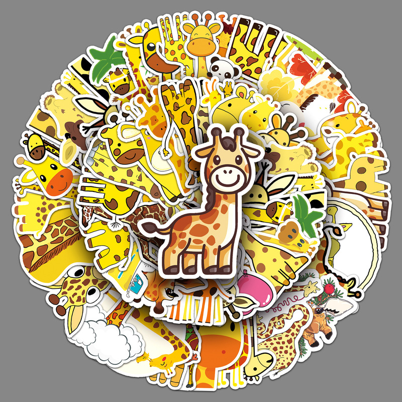 50 pieces of non-infringing giraffe graffiti cartoon cute animal children DIY skateboard cup luggage stickers 50 pieces of non-infringing giraffe graffiti cartoon cute animal children DIY skateboard cup luggage stickers