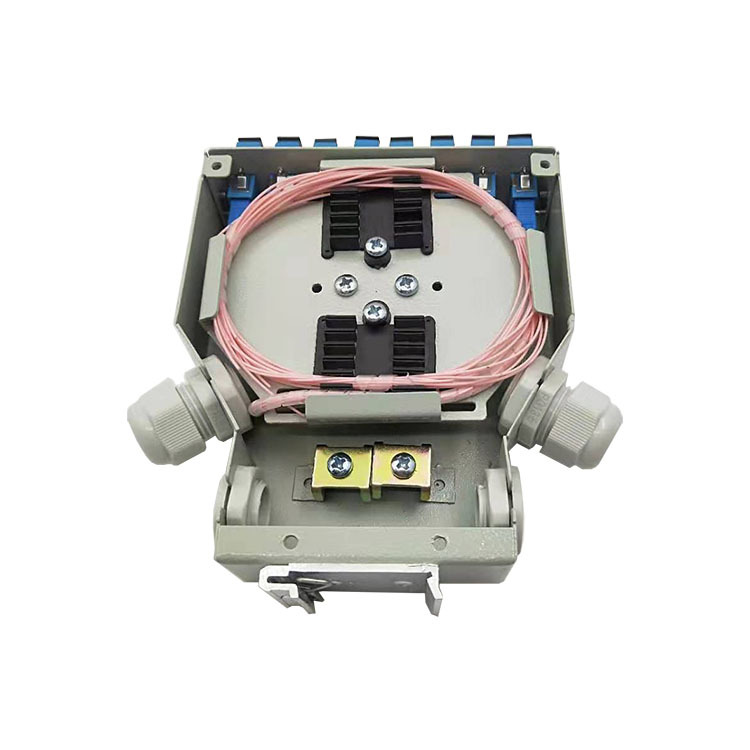 蓝光导轨型光纤终端盒 金属机架式SC双工LCST轨道 DIN光缆终端盒