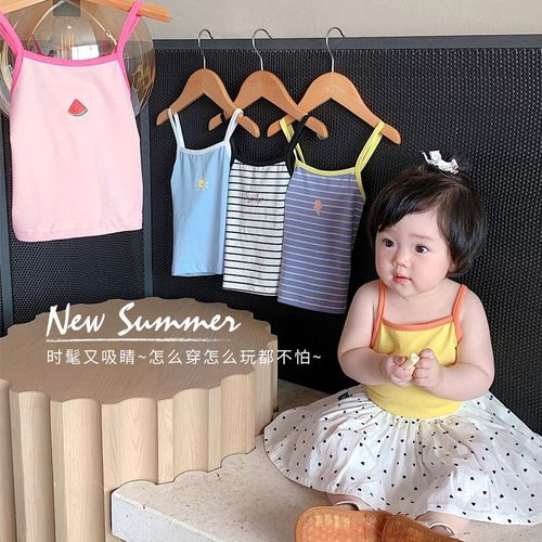 Women's Baby Tank Top with Children's Cartoon Crew Neck Undershirt Ice Silk Base Layer Summer Infant Small Backless Tee Thin Style Outerwear T-Shirt