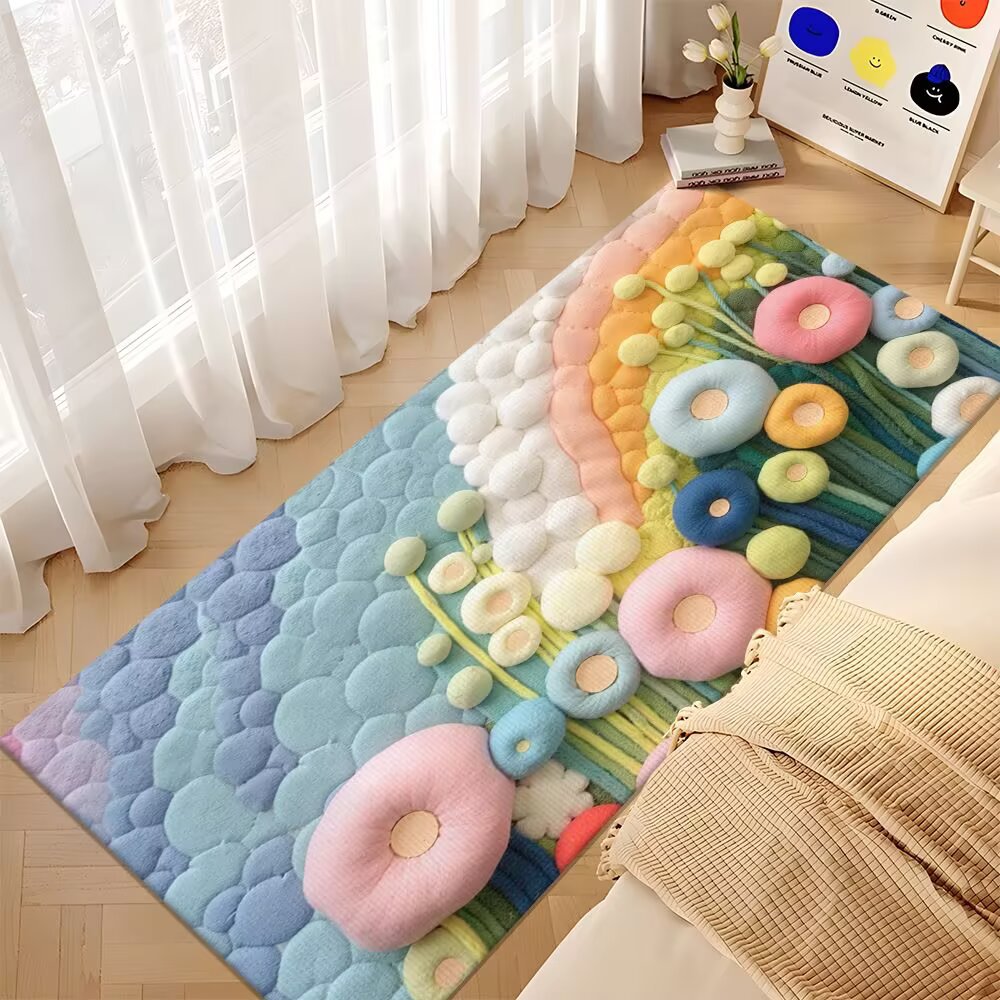 인쇄 된 모조 캐시미어 담요 어린이 침대 옆 카펫 가정용 바닥 매트 도매 플러스 벨벳 두꺼운 모조 캐시미어 침대 옆 담요