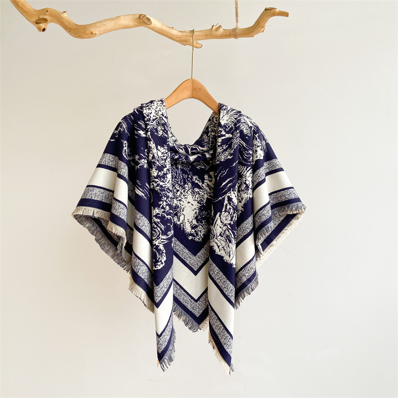 Écharpe en cachemire d'imitation chaude d'hiver avec pompons, écharpe carrée douce, confortable, épaisse et de grande taille, châle_voghion.com