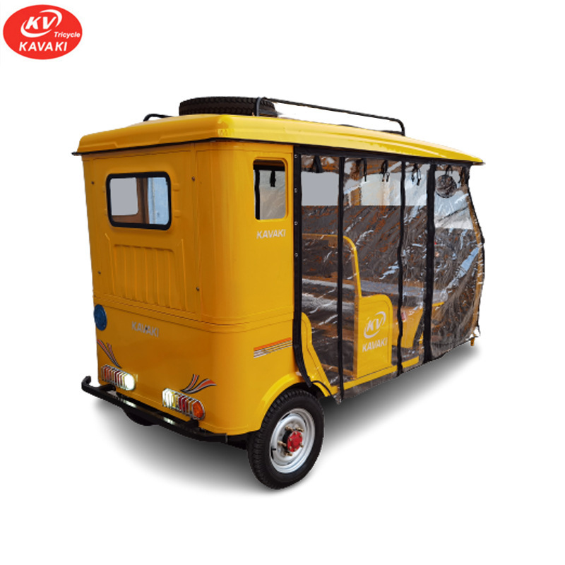 LVKA出口国外 黄黑色双排双向带雨棚汽油多人座旅游观光嘟嘟车