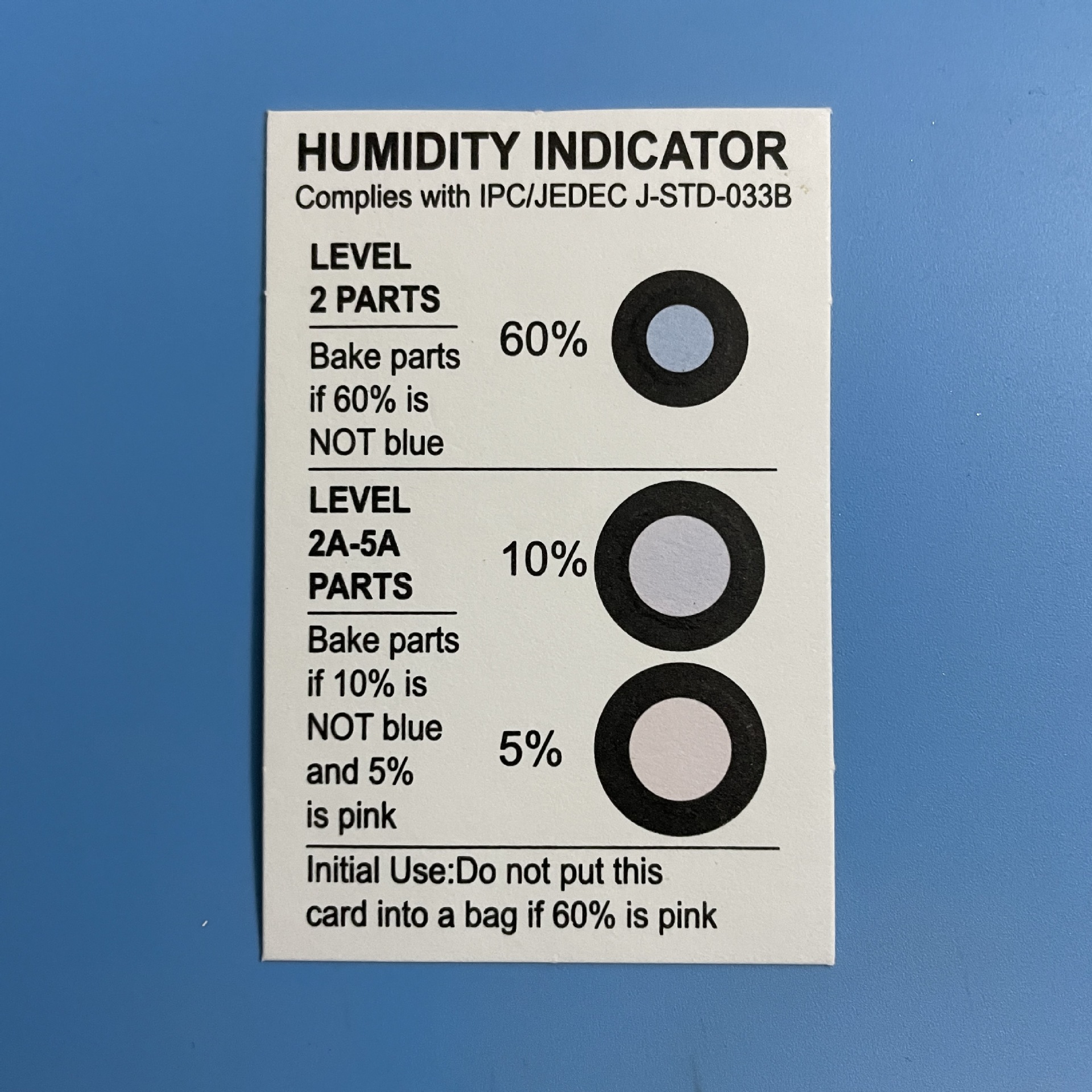 厂销环保六点蓝色变粉湿度指示卡电子线路板 芯片测试纸 货美价廉