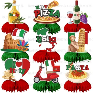 意大利派对装饰用品蜂窝摆件Italiana意大利披萨蜂窝摆台桌面装饰