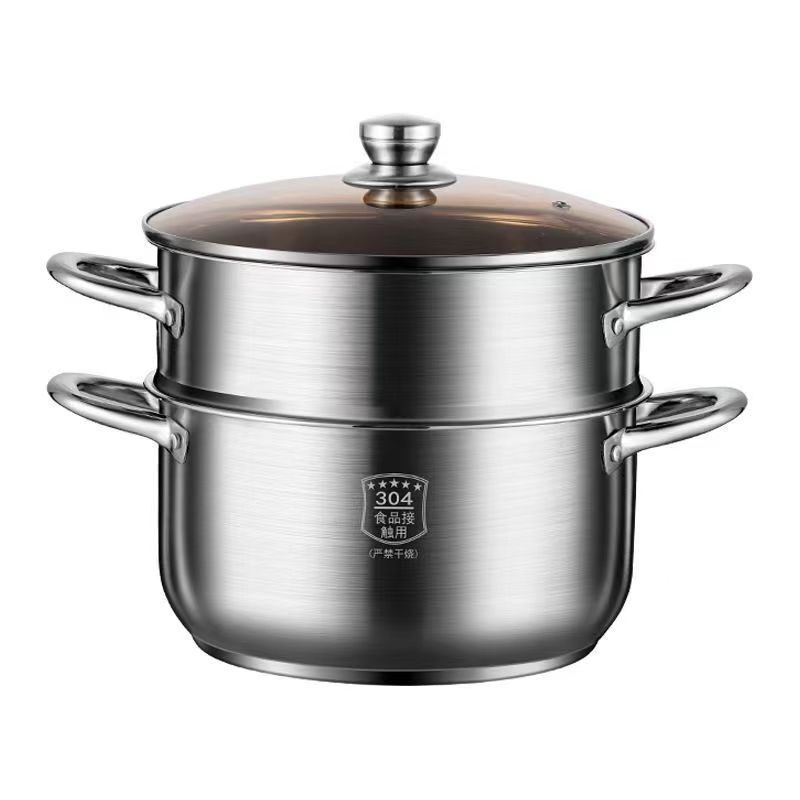 【】24Cm Double-Layer Soup Pot Household Large-Capacity Soup Steamer Kitchen Stew Multi-Purpose Steaming Pot 【】24Cm Double-Layer Soup Pot Household Large-Capacity Soup Steamer Kitchen Stew Multi-Purpose Steaming Pot