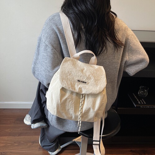 Fashionable Lightweight Nylon Bag for Women, 2025 New Trendy and Versatile Korean Style Women's College Students Travel Dual Shoulder Small Backpack