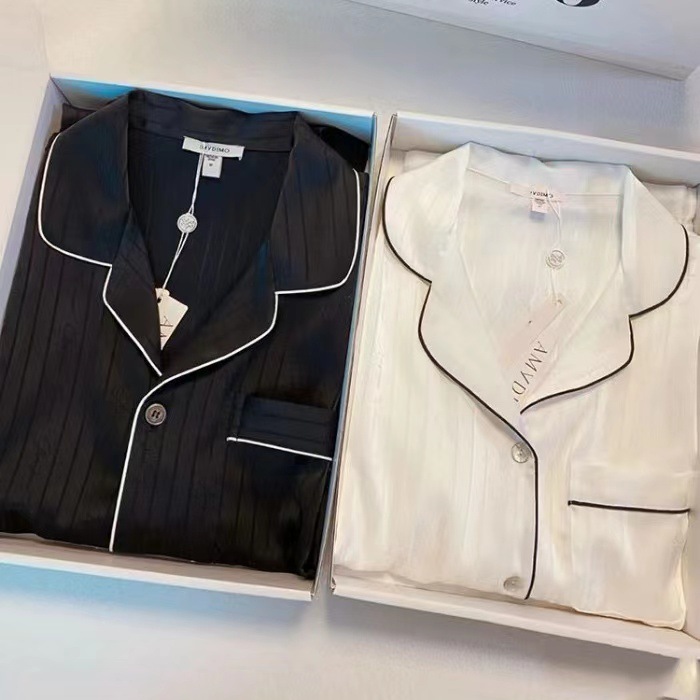 Tiffany Azul de Seda de Hielo pijamas de Las Mujeres de Primavera y Otoño de manga larga nueva seda artificial de alta calidad sedoso desgaste del hogar de dos piezas conjunto