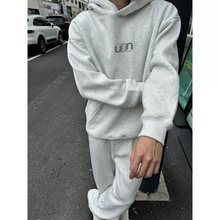 潮牌设计美式重磅连帽卫衣男学生秋春夏加绒加厚宽松潮牌情侣帽衫