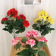 国境を越えたアマゾンTemuの人気風はベゴニアの花の偽の花の結婚祝いの家の客間のゼラニウムのシルクの花をシミュレートします。