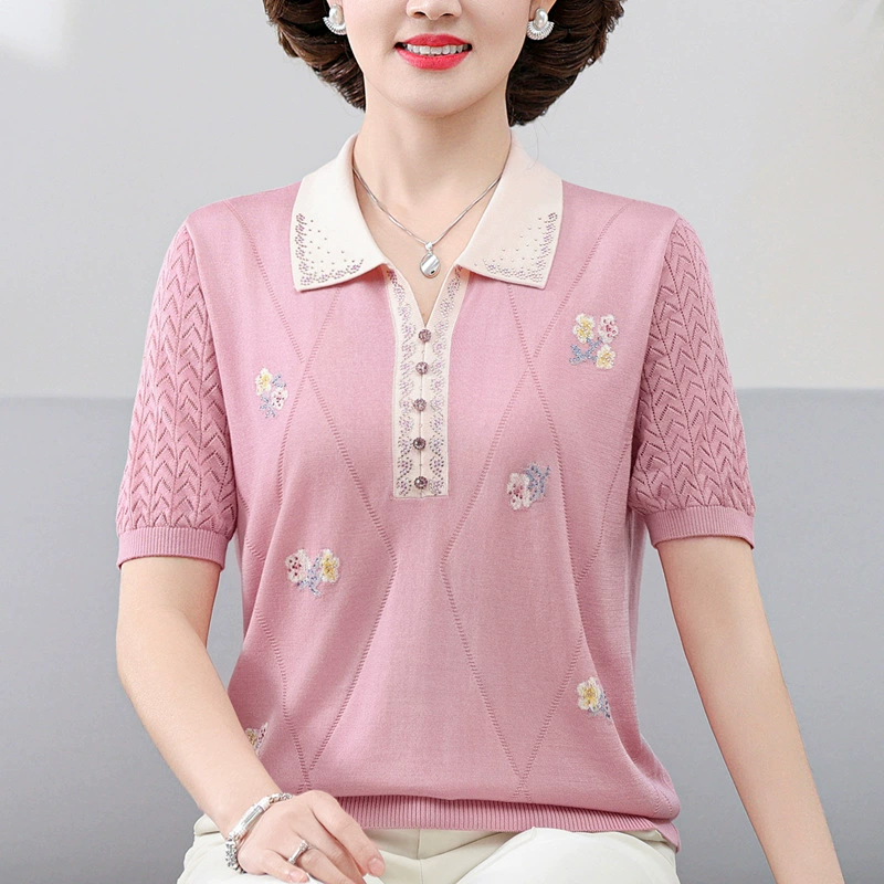 Новая мама летнее платье с отворотом из ледяного шелка