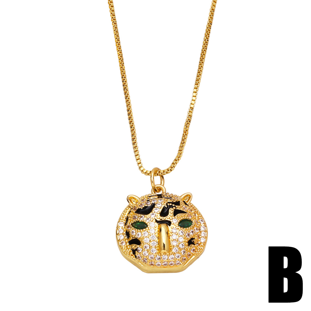 fashion leopard head pendant simple color zircon tree of life pendant copper necklace