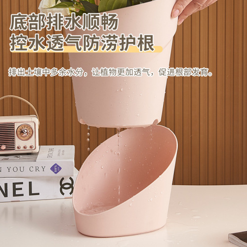 Heat-Resistant Flower Pot with Root-Control Design, Including Tray—Breathable, Self-Watering Planter for Monstera and Phalaenopsis Orchids, Resin Outer Pot