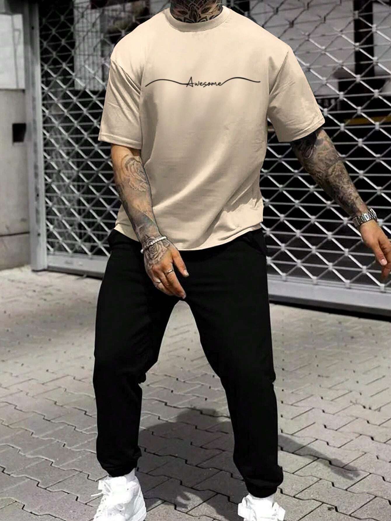 Pantalones de camiseta de manga corta sueltos de la marca de moda 2024 nuevo traje de dos piezas simple y casual ME13 ML4