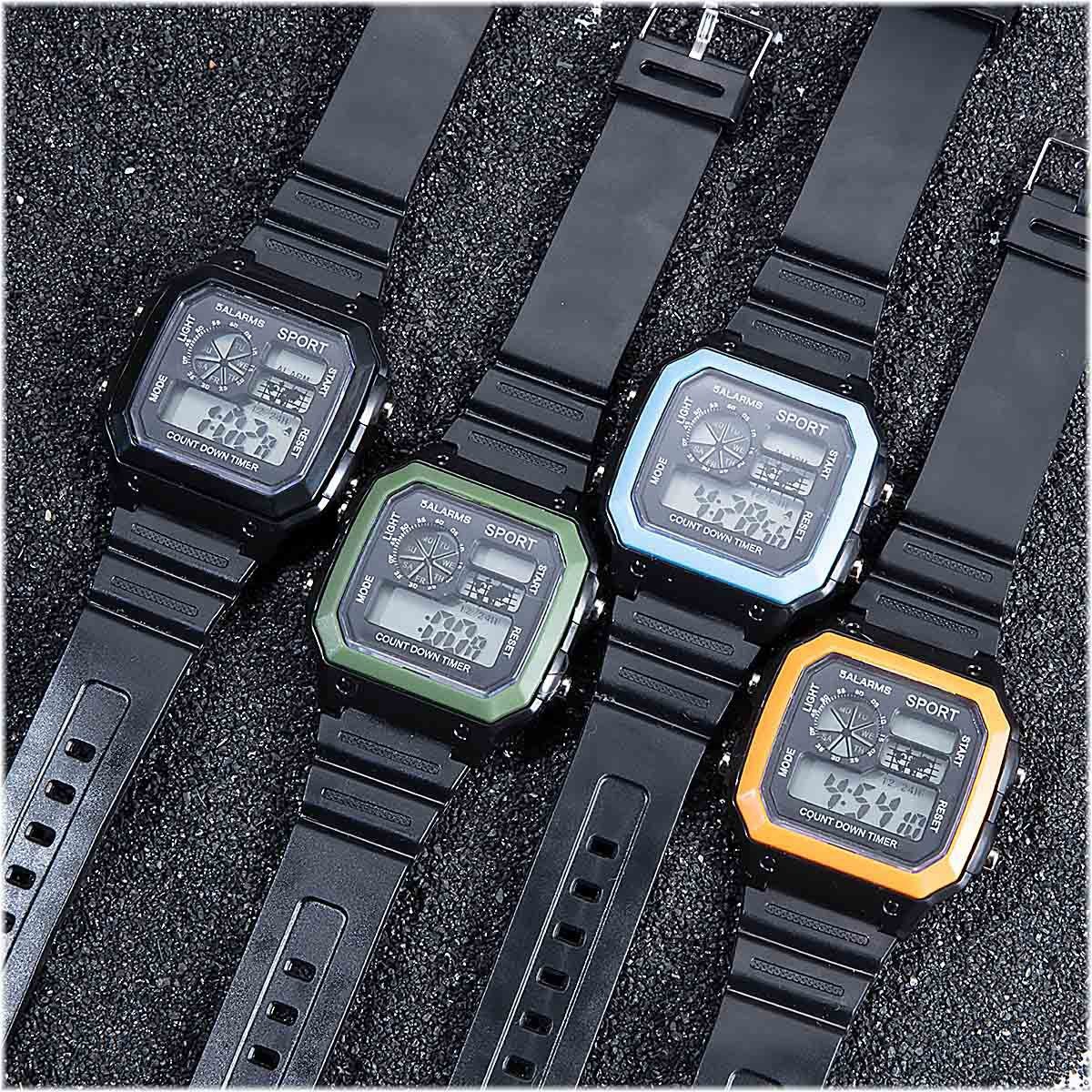 Tendencia multifuncional cronógrafo deportivo alarma electrónica relojes de cuadros de deportes estudiantes masculinos y femeninos relojes electrónicos de luz nocturna en stock