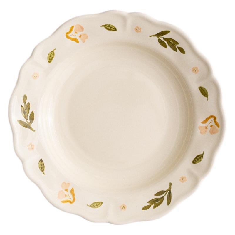 Flores frescas crema platycodon platos de cerámica platos de arroz caseros platos de pescado platos