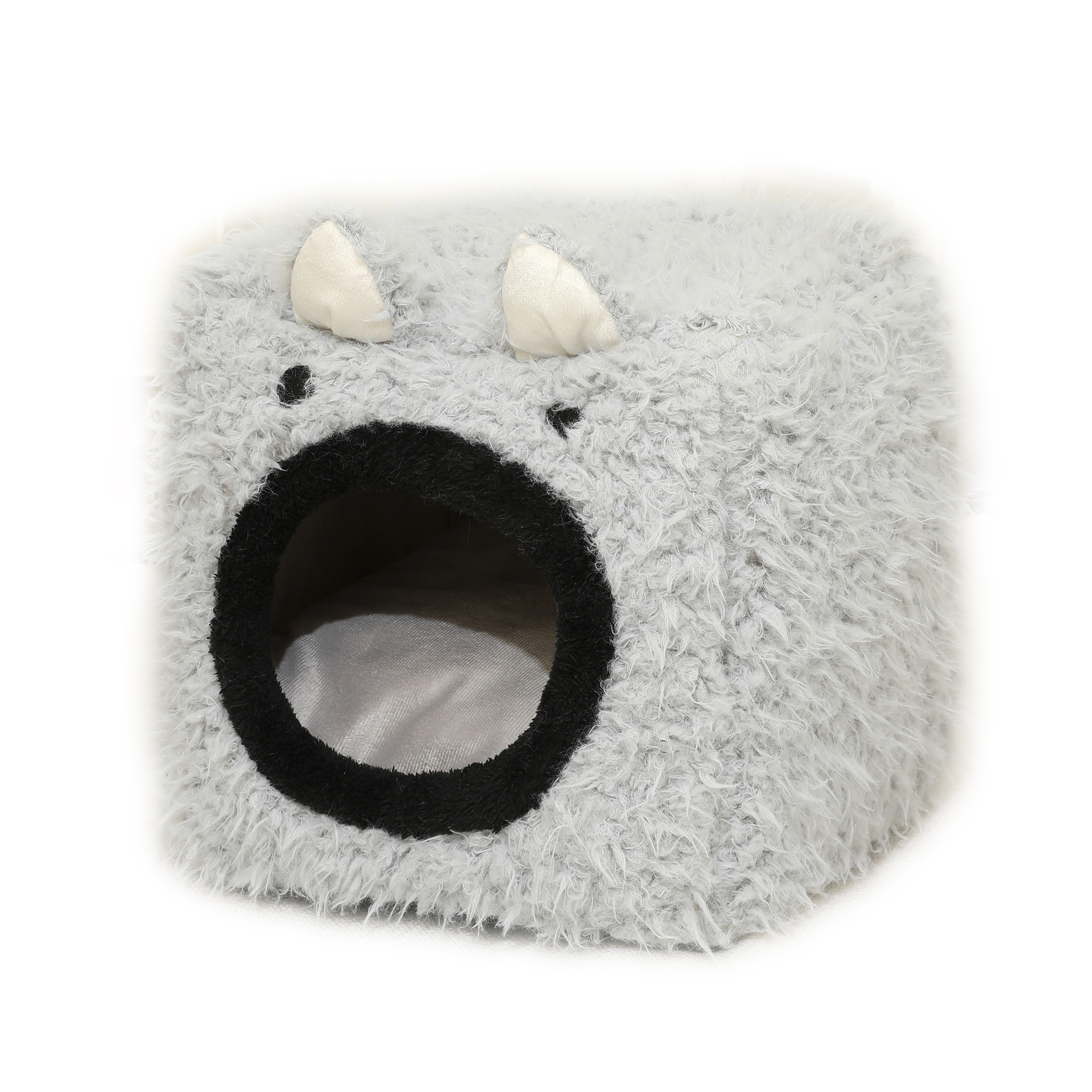 Peluche para mascotas, orejas de gato, nido cuadrado tridimensional, cojín desmontable, cama para mascotas, perrera cálida, nido para gatos semicerrado