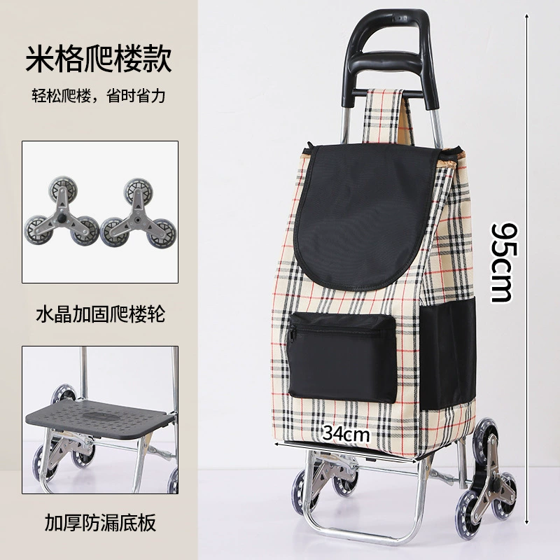 Folding grocery shopping cart, handheld suitcase