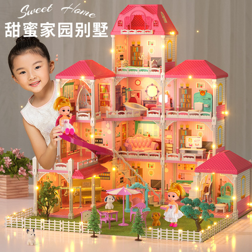 New assembled princess house girl play house sweet home doll villa castle toy children diy gift