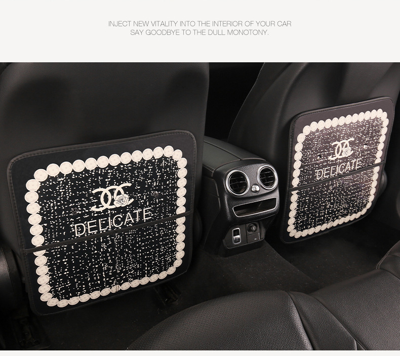 Women's Fashionable Car Seat Back Anti-Kick Pad Car Seat Back Anti-Fouling Pad Children's Anti-Kick Pad with Storage Strap