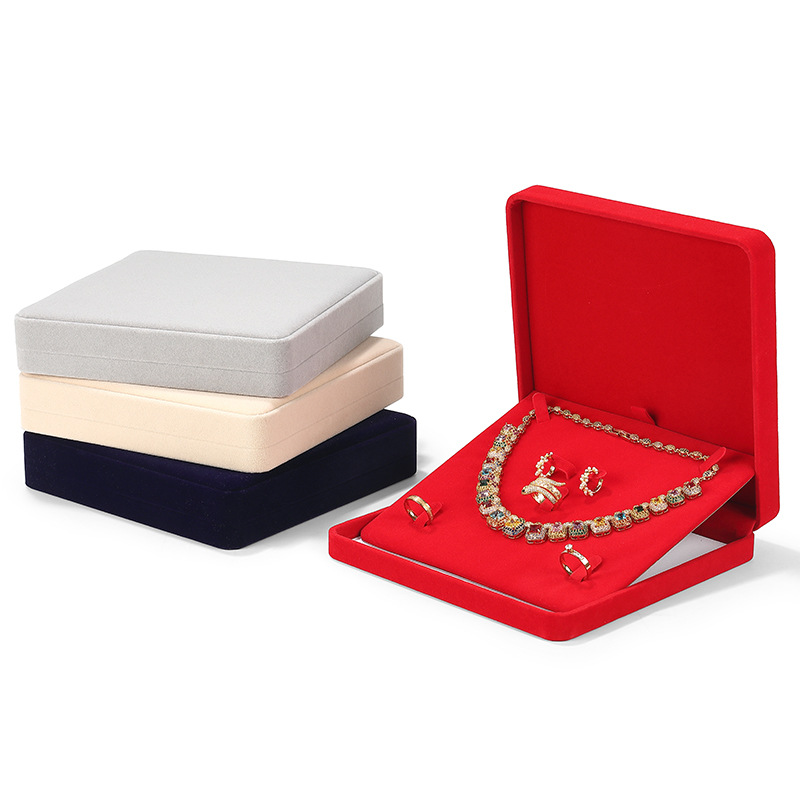 Caja de terciopelo para anillos de compromiso, pulseras, joyas, color sólido, para colgantes y collares, set de embalaje de joyería, venta al por mayor