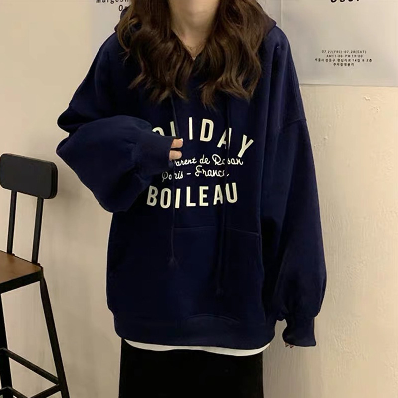 Sudadera fina con capucha para mujer, estilo primavera 2026, versión coreana holgada con capucha, estilo de celebridad de internet, venta al por mayor transfronteriza.